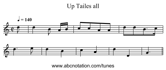 Up Tailes all - staff notation