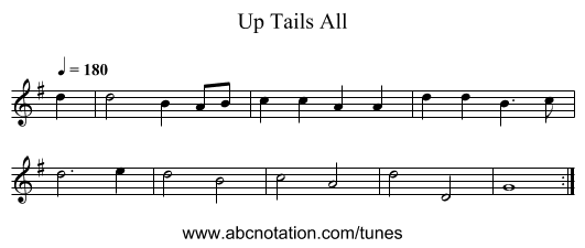 Up Tails All - staff notation