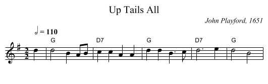 Up Tails All - staff notation