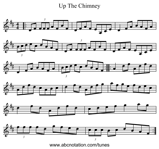 Up The Chimney - staff notation