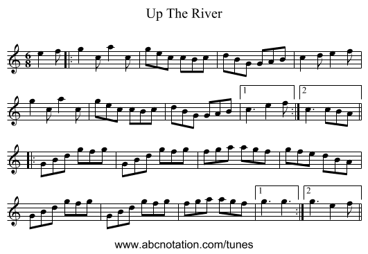 Up The River - staff notation