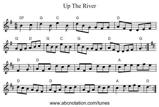 Up The River - staff notation