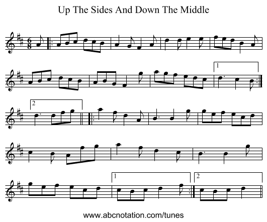 Up The Sides And Down The Middle - staff notation