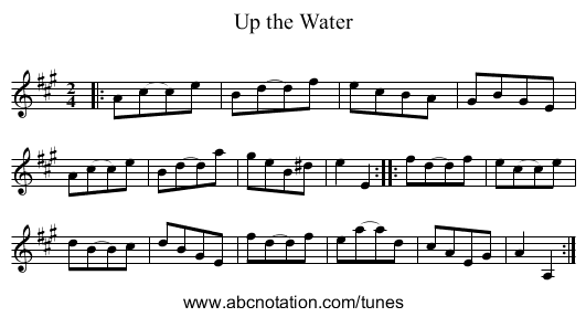 Up the Water - staff notation