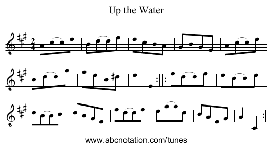 Up the Water - staff notation