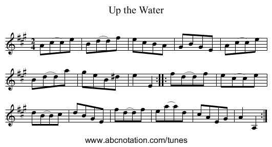 Up the Water - staff notation
