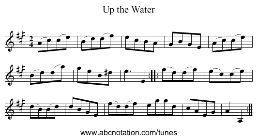Up the Water - staff notation