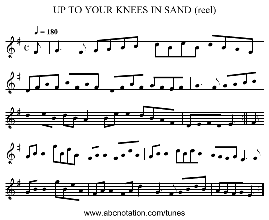 UP TO YOUR KNEES IN SAND (reel) - staff notation