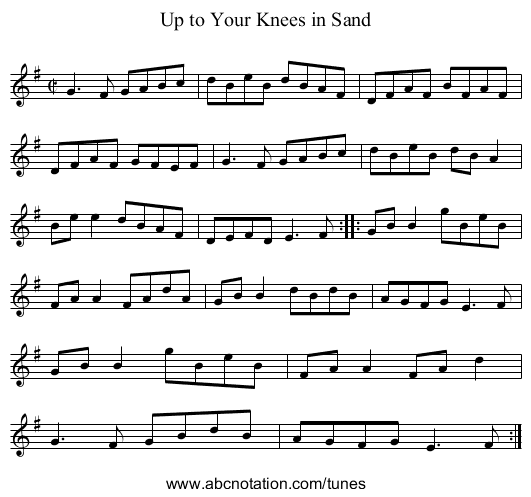 Up to Your Knees in Sand - staff notation