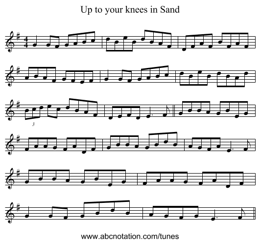 Up to your knees in Sand - staff notation