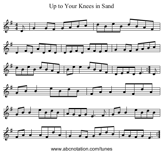 Up to Your Knees in Sand - staff notation