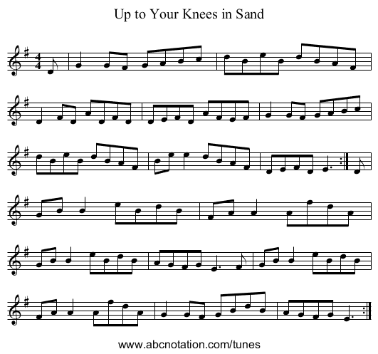 Up to Your Knees in Sand - staff notation