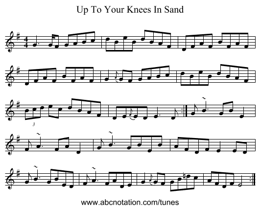 Up To Your Knees In Sand - staff notation