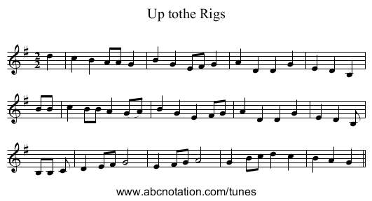 Up tothe Rigs - staff notation