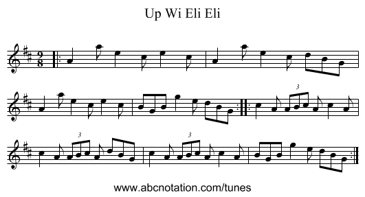 Up Wi Eli Eli - staff notation
