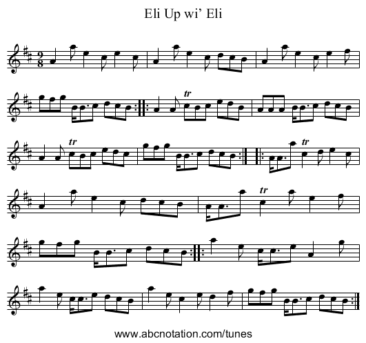Up wi’ Eli, Eli - staff notation