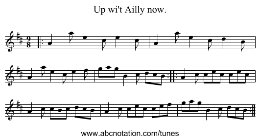 Up wi't Ailly now. - staff notation
