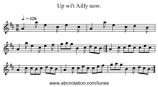 Up wi't Ailly now. - staff notation