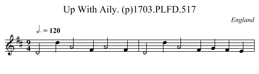 Up With Aily. (p)1703.PLFD.517 - staff notation