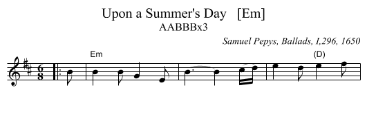 Upon a Summer's Day   [Em] - staff notation
