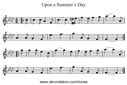 Upon a Summer’s Day - staff notation