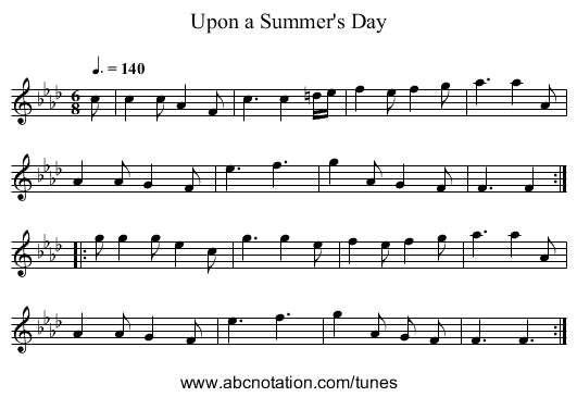 Upon a Summer's Day - staff notation