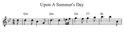 Upon A Summer's Day - staff notation