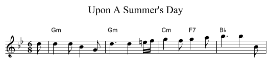 Upon A Summer's Day - staff notation