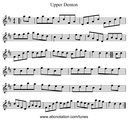 Upper Denton - staff notation