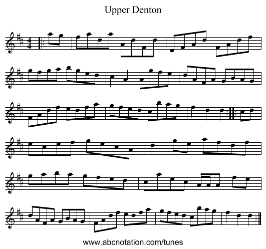 Upper Denton - staff notation