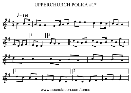 UPPERCHURCH POLKA #1* - staff notation