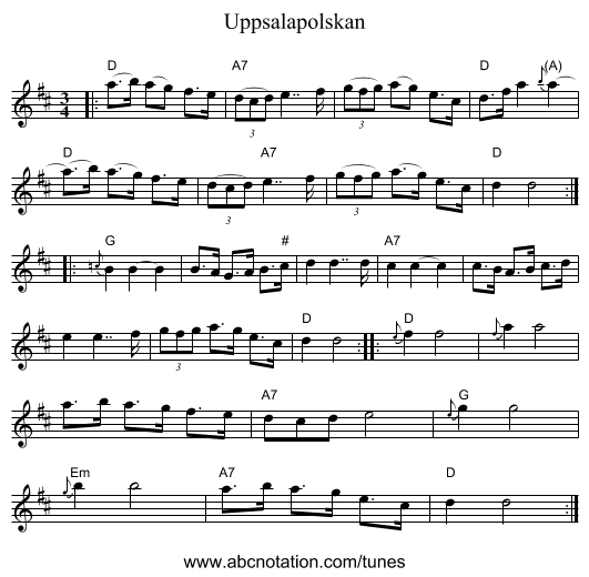Uppsalapolskan - staff notation