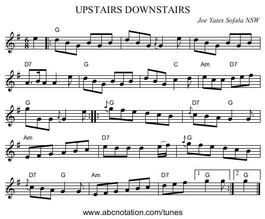 UPSTAIRS DOWNSTAIRS - staff notation