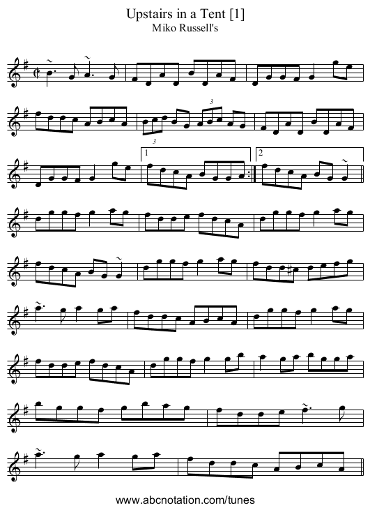 Upstairs in a Tent [1] - staff notation