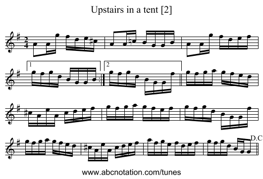 Upstairs in a tent [2] - staff notation