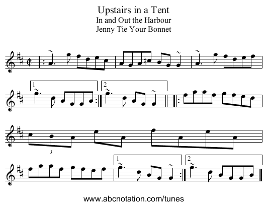 Upstairs in a Tent - staff notation