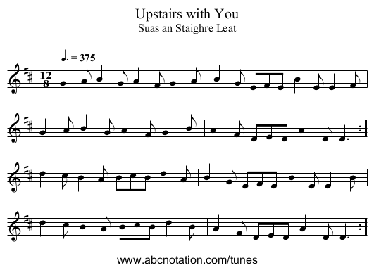 Upstairs with You - staff notation