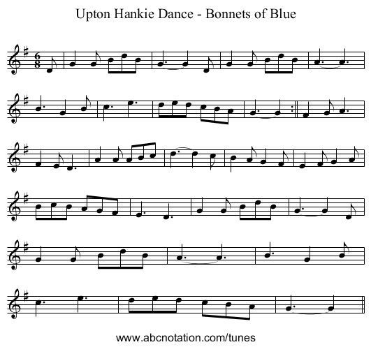 Upton Hankie Dance - Bonnets of Blue - staff notation