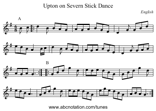 Upton on Severn Stick Dance - staff notation