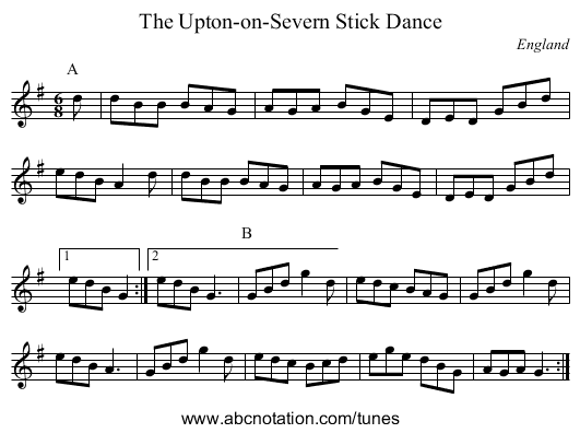 Upton-on-Severn Stick Dance, The - staff notation