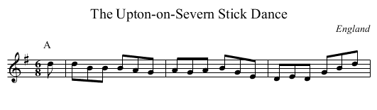 Upton-on-Severn Stick Dance, The - staff notation