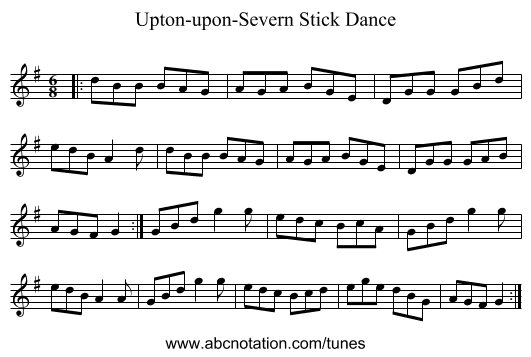 Upton-upon-Severn Stick Dance - staff notation