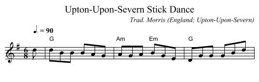 Upton-Upon-Severn Stick Dance - staff notation
