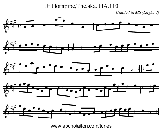 Ur Hornpipe,The,aka. HA.110 - staff notation
