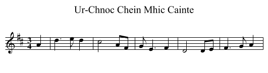 Ur-Chnoc Chein Mhic Cainte - staff notation