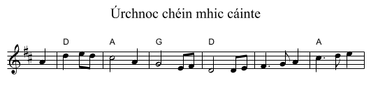 Úrchnoc chéin mhic cáinte - staff notation