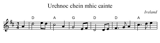 Urchnoc chein mhic cainte - staff notation
