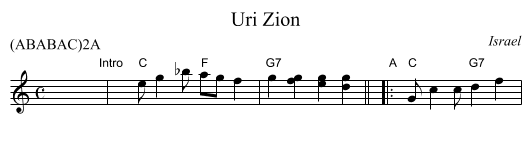 Uri Zion - staff notation
