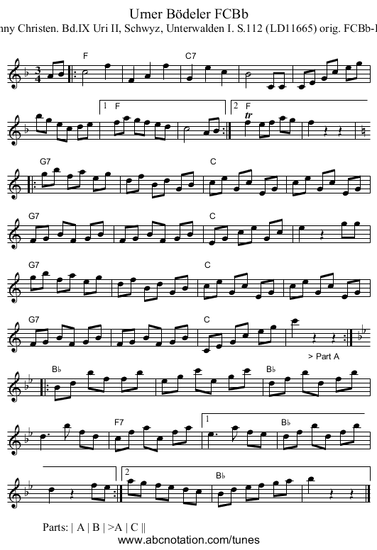 Urner B&ouml;deler FCBb - staff notation