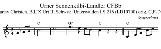 Urner Sennenkilbi-L&auml;ndler CFBb - staff notation